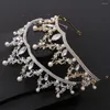 Ketting oorbellen set mode parels kristallen kronen bruids bruidshaar accessoires prinses bloemen strass tiaras