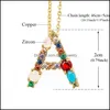 Pendentif Colliers Diy Colorf Zircon 26 Lettre Pendentifs Collier Chaîne En Or Initiale Nom Personnalisé Pour Les Femmes Jeune Fille Fête Goutte Ot6O2