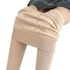 Pillow Women Winter Leggings Warm Leggins High Waist Solid Color Velvet Stretchy Black