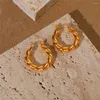 Hoop Ohrringe BOAKO 25mm Metall Twist Kleine Gold Farbe Schmuck Edelstahl Mode Chic Trendy Täglichen Zubehör Frauen 2023