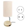 Tischlampen 1 Stück Lampe Touch Control Nachttisch Smart Wireless Ladegerät USB-Anschluss 3-fach dimmbar Holz US-Stecker