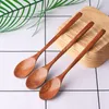 Set di stoviglie A50i cucchiai in legno da 10 pezzi zuppa in legno per mangiare mescolando un utensile da cucina a manico lungo