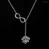 Hänge halsband mode ihåliga lotus halsband för kvinnor guld/silver färg 18 "länk kedja växtblomma smycken