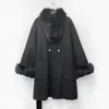 Women's Down 2023 Autumn Winter Women Loose Belt Cashmere Coat With Natural Fur Scarf Female Real Wool Midi Jacket