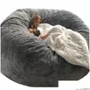 Couvre-chaise Ers Drop Floor Seat Couch Futon Sofa Lazy Rancard inclinable Pouf nt Soft Fluffy Fur Sac Sac de haricot pour ADT Relax Livrot Home GA DH1JZ