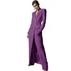 Women's Suits 2023 Elegant Women's 2 Pieces Double Breasted Long Coat Women Slim Fit Party Dress Blazer Pants