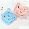 Dusch Caps Cartoon Cute Bear Cap Microfiber Hair Turban snabbt torr hatt lindad handduk Bad Badrum Drop Delivery Home Garden BA DHNSD