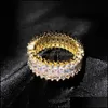 Trouwringen Luxe eeuwigheid Ring Sier fl inlay zirkoon mode overdrijving sieraden voor vrouwen verlovingsgeschenken 3553 Q2 drop levering dh9do