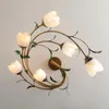 Lampade a sospensione Francese Soggiorno Sala da pranzo Fiore Soffitto a LED Luci decorative per camera da letto vintage a forma di fiore