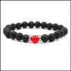 Braccialetti con ciondoli Bracciale in pietra di roccia vulcanica naturale per donna Uomo Gioielli artigianali 7 Chakra Yoga Perline Bracciale Diffusore di olio essenziale Dhdey