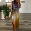 T-shirts pour femmes Top Vente Tie-Dye Lettre Imprimer Femmes Été Robe sans manches Tops Vêtements de sport 2023 V-Col Maxi avec poche