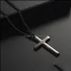 Anhänger Halsketten Einfache Klassische Kreuz Edelstahl Lange Pullover Kette Statement Schmuck Choker Halskette Für Frauen Männer Drop Deliv Otbyr