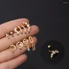 Серьги для гриба мода 1pc 16g из нержавеющей стали CZ Cratage для женщин Геометрический свин