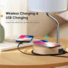 Tafellampen 1 pc's lamp aanraakbedieningsbed SMART Wireless Charger USB-poort 3-weg Dimable Wooden US-plug