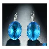 Dangle Lustre Luckyshine 19x14 mm Haute Qualité Zircone Cubique Boucle D'oreille Suisse Bluetopaz Boucles D'oreilles Sier Femmes Drop Livraison Bijoux Dhlne