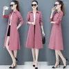 Women's Trench Coats Thin Windbreaker Long Spring Autumn Pink Navy Blue Women's Slim Coat