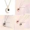 Pendant Necklaces Fashion Jewelry Moon Star Necklace For Women 100 Languages I Love You Couples Choker Drop Delivery Pendants Dh9Lg