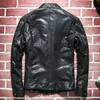 Erkekler deri sahte akoosun koyun derisi ceket gerçek orijinal ceket erkek motosiklet bisikletçisi vintage ceketler wp4002x kj4123