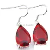 Dangle Lustre Grande Promotion Style Vintage Goutte D'eau Rouge Grenat Gemmes Sier Tone Déco Zircon Femmes Cadeau De Vacances Boucles D'oreilles Livrer Dh6Ym