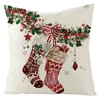 Pillow 45x45cm Linen Santa Claus Elk Christmas Pillowcase 2023 Decor For Home Cover Ornament Navidad Xmas Gifts