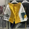 Patchwork Rhude Shorts Men Women 1 1 Version Yellow Blue Green Black Red Mesh Moonlight Sunset Breeches with Tags 0o36 61GQ