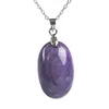 Collane con ciondolo Genuine Natural Purple Charoite Women Lady Collana Charms Crystal Round Jewelry Bead 26 17 9.5mm