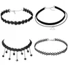 Choker Fashion Chokers Set Black Lace Velvet Necklace For Women Harajuku Ribbons Halsband Blomma Läppar Charms smycken Punk