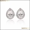 Stud Fashion Water Drop Design Earrings Top Quality White Rhinestone Cubic Zircon Earring For Women Jewelry Bridal Wedding Party Deli Otuyx