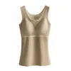 Camisoles Tanks 2023 Womens Winter Fashion暖かい肥厚ぬいぐるみVネックサーマルスリムボトムベストソリッドキャミソールシャツTOPS W82