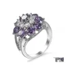 حلقات الكتلة 925 Sier Platinum Purple Carystal Amethyst Zircon Gift Party Ring Ly10984 Drop Deliver