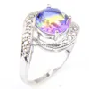 Anello solitario Est Style Anelli per donna 925 Sterling Sier placcato gemme di tormalina colorata rotonda 10 pezzi / lotto Accessorio per fascino moda D Dhzmf