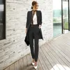 Женские брюки Business Spring Women 2 Set 2023 Формальный с длинным рукавом V Sect Blazers Перевернут Ol Pencil Conture с брюшным костюмом с Beltwom