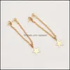 Dangle Chandelier Tassel Star Design Brincos de cor de cor de ouro ângulo de instrução longa Ear para mulheres mulheres Elgant Girls Wholesale J Otdkg