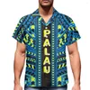 Men's Casual Shirts Polynesian Tribal Clothing Palau Islands Colorful Frangipani Print Custom Men's Short Sleeve Top Streetwear