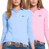 Dames Polos Brand Casual Ladies Polo Shirt Spring Fashion Logo Hoogwaardige katoenen lange mouw dames slanke revers tops