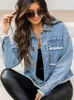 Vestes Femmes Automne Hiver Mode Femme Denim Manteaux Femme Bleu Manches Longues Casual Lâche Streetwear