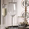 Vinglas i kreativ ribbad röd kopp tulpan blyfri kristallbägare cocktail champagne glas present