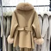 Marque de fourrure pour femmes célèbre 2023 Vintage luxe vrais manteaux vêtements d'extérieur avec manchette naturelle en gros