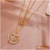 Collane con ciondolo Gioielli di moda Doppio strato Ancora Collana con strass Girocollo Maglione Catena Drop Consegna Pendenti Dhq4T