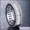 Band Rings Fashion Zircon CZ Wedding Ring Round White Cubic Finger Engagement Fit 6 till 10 För kvinnor smycken Drop Delivery Otpf2