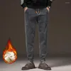 Heren jeans 2023 herfst winter groot formaat wollen zakelijke kleding broek mannen elastische streetwear casual lange broek formele broek b15