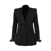 女性用ジャケットファッション女性ブレザードレスエレガントなカジュアルなソリッドカラーぬいぐるみスリットラップ長袖オフィスのスーツ
