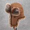 Berretti di cappelli da pelliccia calda super densa per uomini 2023 taglie da bombardiere USHANKA TAPPER PROTEZIONE DEL CAPPEGGI