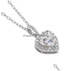 Collane con ciondolo Trendy 1Ct D Color Vvs1 Collana con moissanite con taglio a cuore Gioielli da donna 925 Sterling Sier placcato in oro 18 carati con diamante Dhjsw