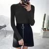 Damenpullover Herbst Winter Schwarze Strickpullover Frauen Rollkragenpullover Top Pull Femme Korean Chic Basic Pit Jumper WDC1515