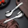 Dinnerware Sets 6.2 Inches Soup Spoons Heavy Duty 316 Stainless Steel Bouillon Long Handle Round Set Of 2