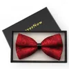 Bow Ties 2023 Fashion Men's For Wedding Double Fabric Red Paisley Bowtie Banquet Anniversary Butterfly Tie With Gift Box