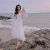 Casual Dresses 2023 Summer Elegant Fairy Dress Female Beach One Piece Korean Chiffon Lace French Vintage Midi Dess Women Chic