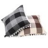 Cuscino classico a scacchi federa fodera in lino plaid nero bianco sedia divano decorazioni per la casa