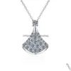 Catene Angelo Donna Collana Moissan Diamond S925 Sterling Sier 0.62Ct Ciondolo Ventaglio Piccolo Boutique Jewelrychains Drop Delivery Jewelr Dh7Rf